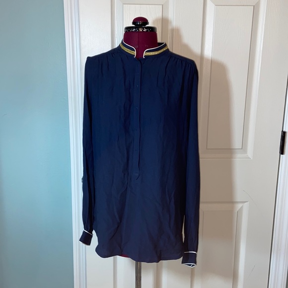 Nwt Zadig & Voltaire navy Blue Mandarin Collar Women's Tunic Top - Picture 1 of 8